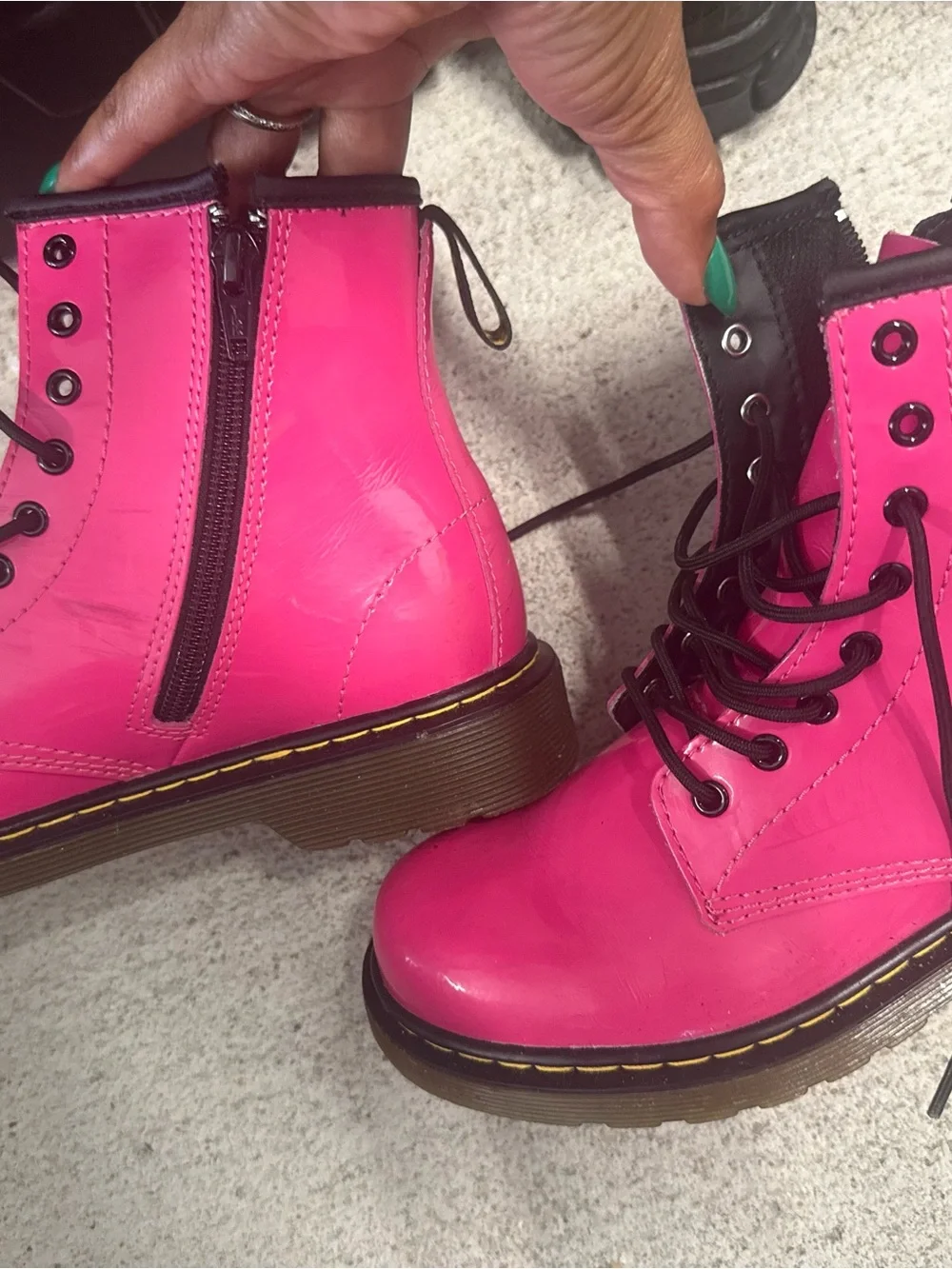 Dr. Martens Kids Hot Pink Lace-Up Delaney Boots
